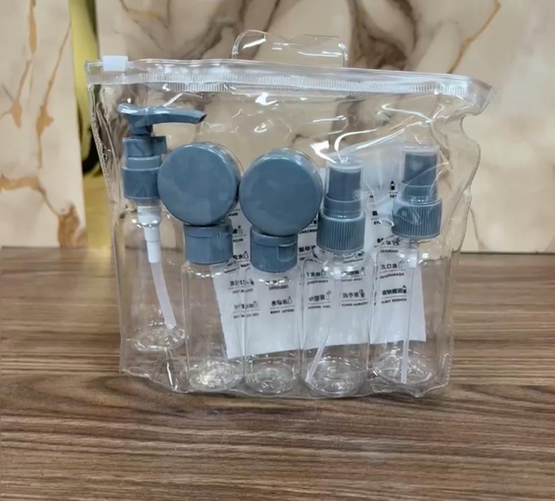 7 Pcs Travel Bottle Set with Clear Storage Bag | Leakproof Refillable Containers