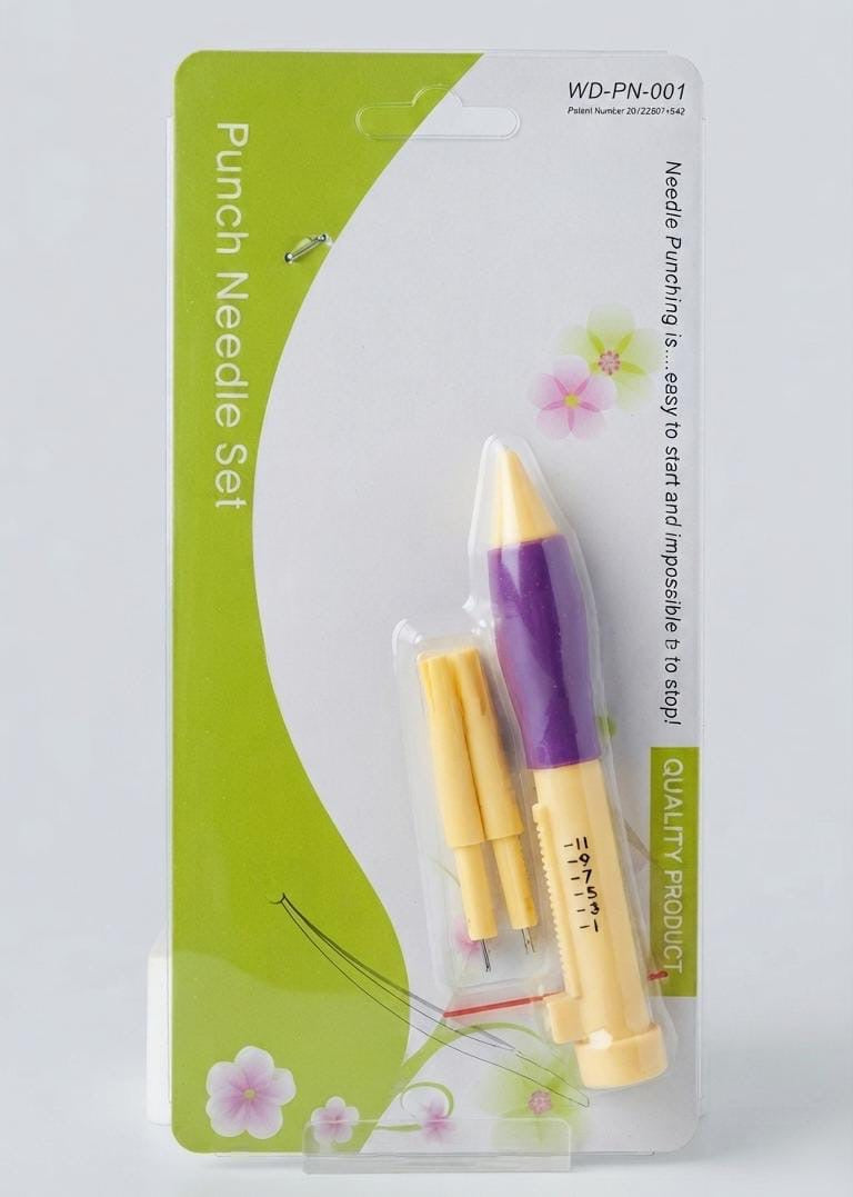 Punch Needle Set for Beginners – DIY Embroidery Needle Punching Kit with Punch Needle Tool & Accessorie