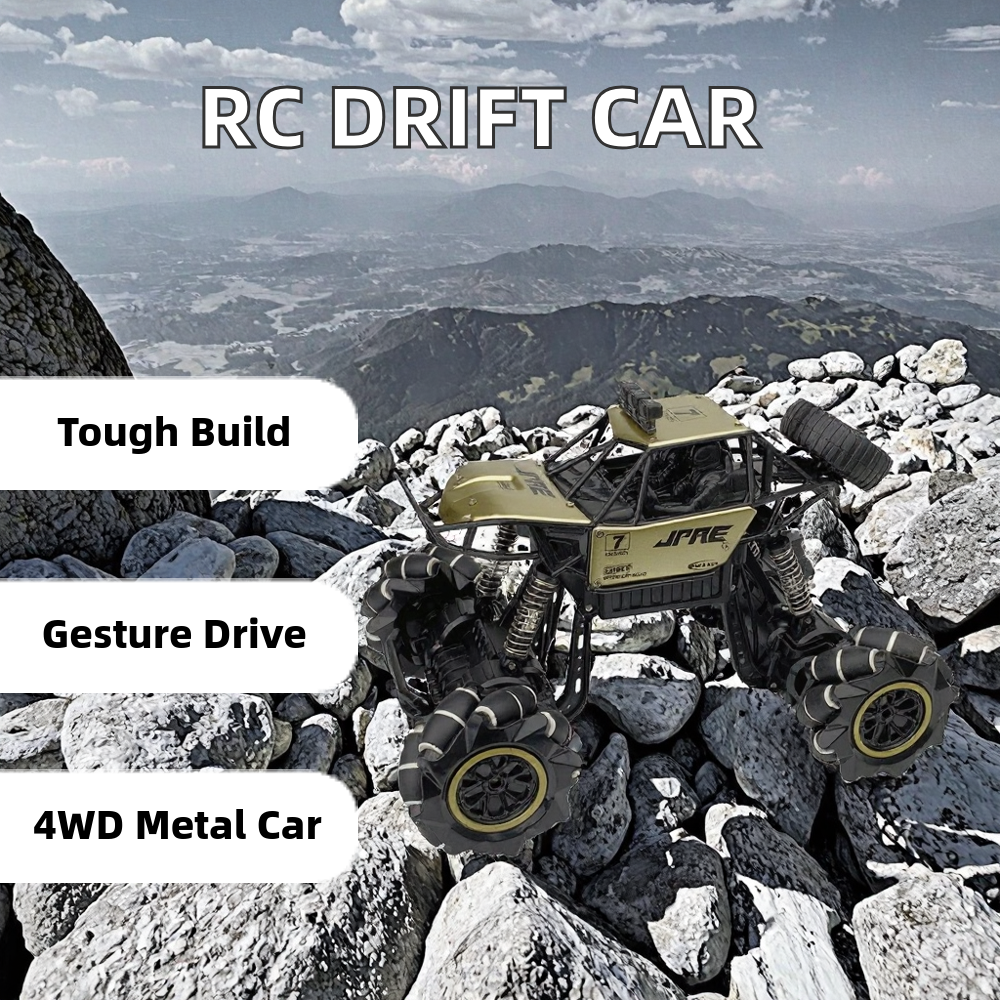 High Quality 1/14 Scale Alloy 4WD RC Drift Car with Hand Gesture Control Diecast Electric Off Road Racing Stunt Car Rechargeable Remote Control Toy for Boys & Kids