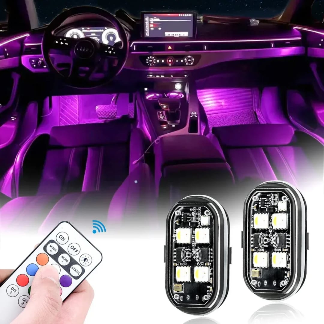 2PCS Wireless LED Strobe Lights 8 Colors Rechargeable Car Atmosphere & Warning Lights