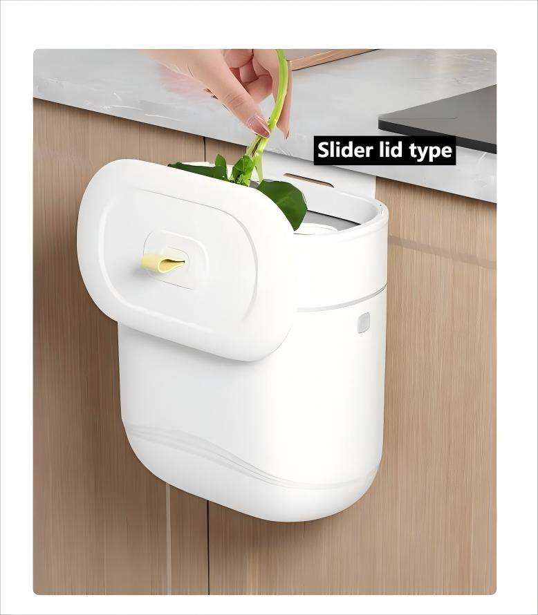 Hanging Trash Can Space Saving Kitchen & Bathroom Waste Bin with Lid
