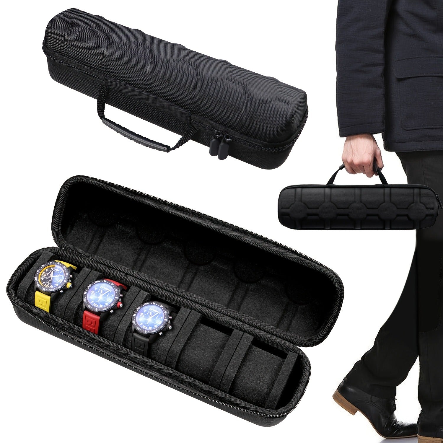Portable Shockproof 5-Slot Watch Case Storage Organizer