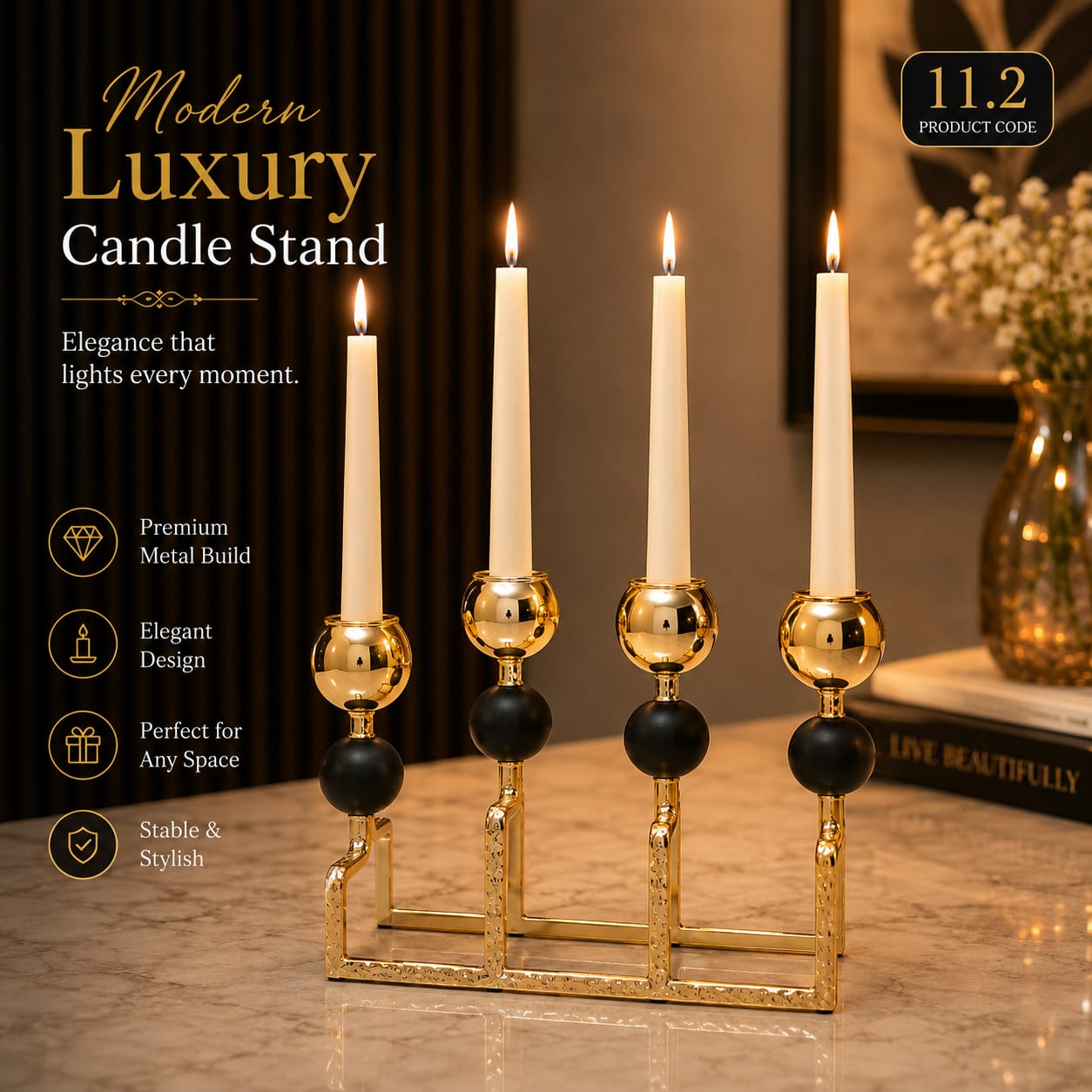 Modern 4-Light Luxury Gold Candle Holder