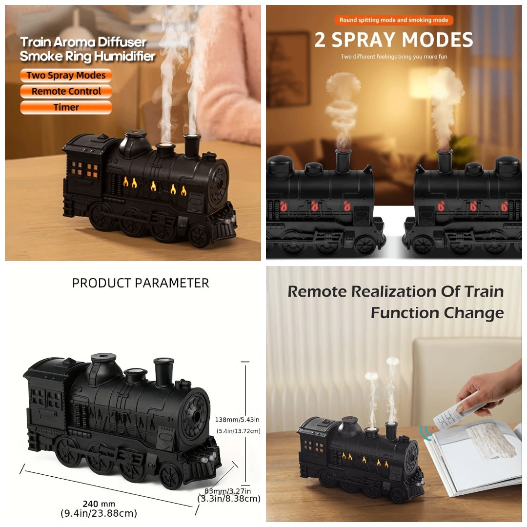 Train Aroma Diffuser & Smoke Ring Humidifier with Remote Control & Timer