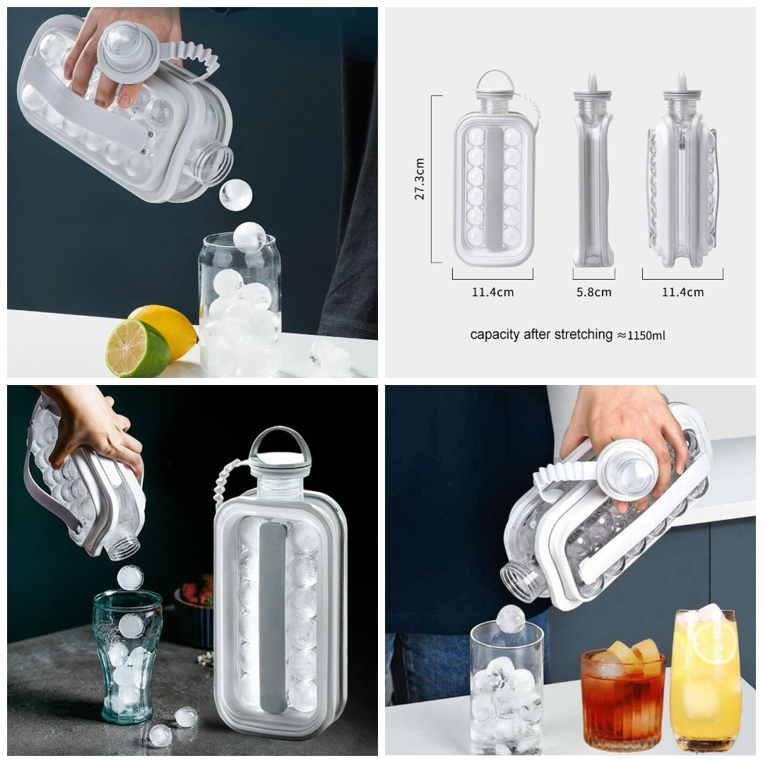 Portable Ice Ball Maker Kettle - 2-in-1 Magic Ice Cube Mold Bottle & Water Jug (1150ml)