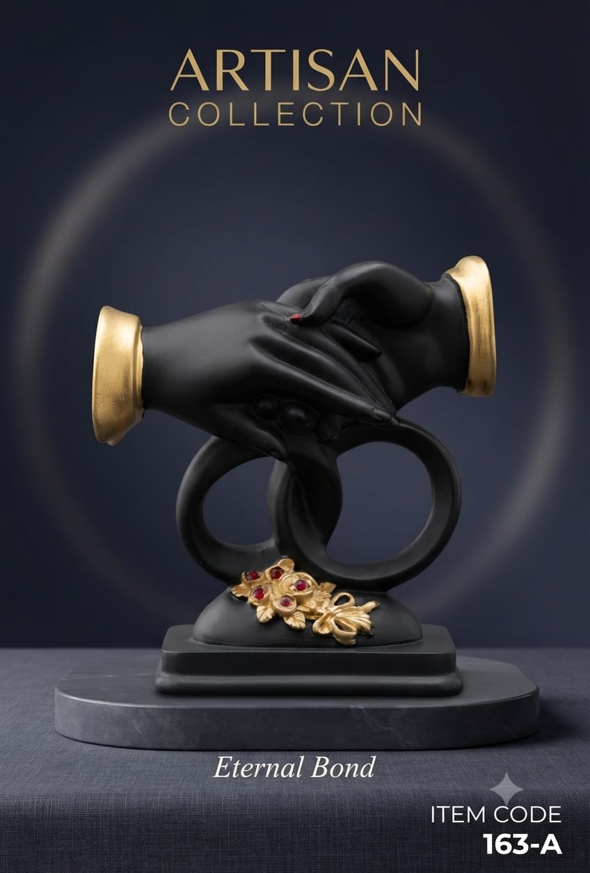Artisan Sculpture Collection - Eternal Embrace Matte Black & Gold Decorative Figurine