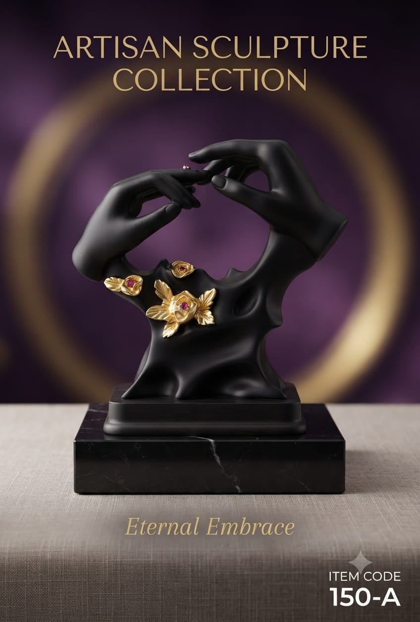 Artisan Sculpture Collection - Eternal Embrace Matte Black & Gold Decorative Figurine