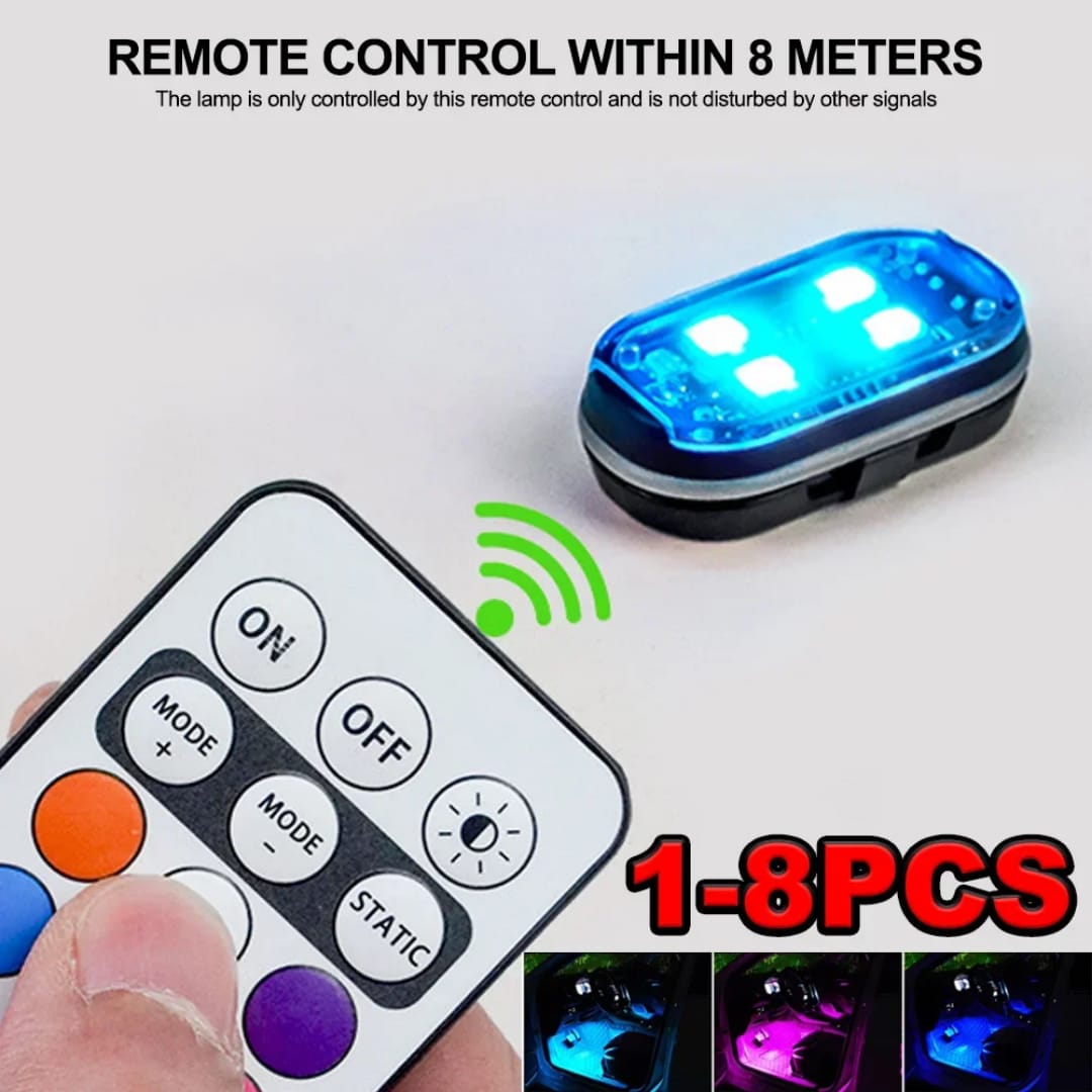 2PCS Wireless LED Strobe Lights 8 Colors Rechargeable Car Atmosphere & Warning Lights