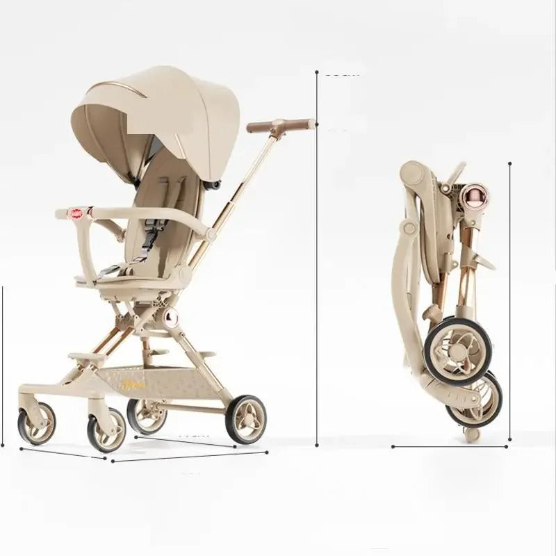 New Multi Functional Metal Baby Stroller Lightweight Foldable 4 Wheel Reversible Seat Sitting & Lying Travel Pushchair