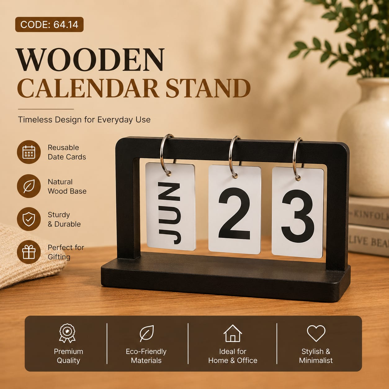 Wooden Perpetual Calendar Stand