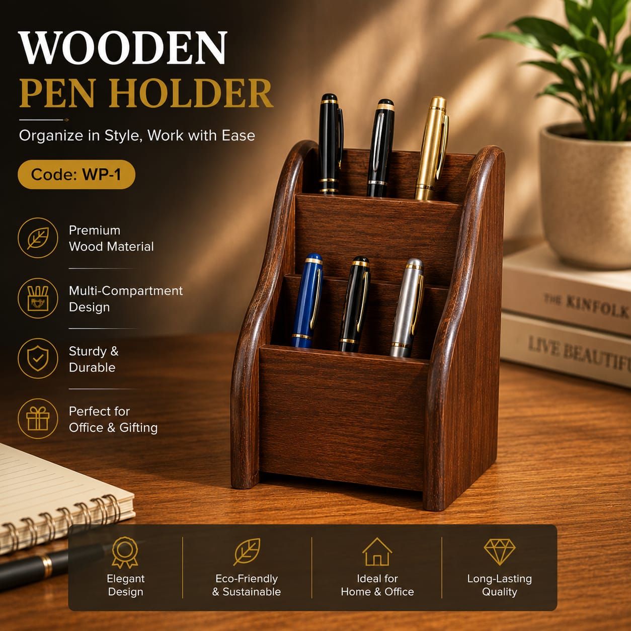 Multi Compartment Desktop Organizer for Home & Office