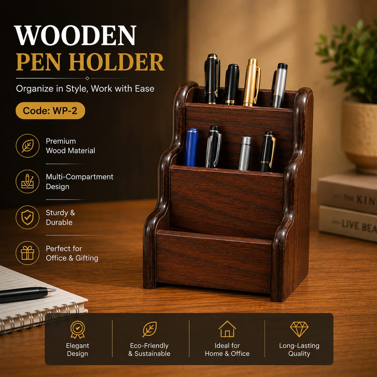 Multi Compartment Desktop Organizer for Home & Office