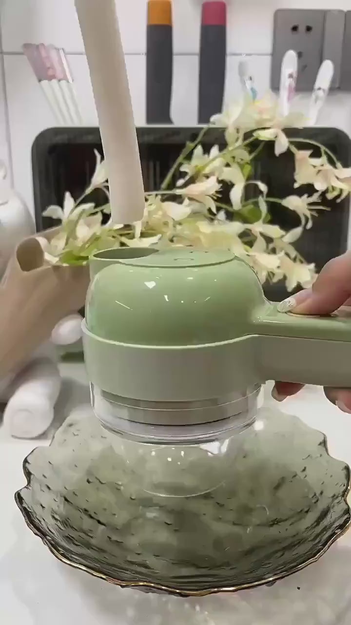 4-in-1 Handheld Electric Vegetable Chopper & Slicer Set (Wireless Garlic Mud Masher & Peeler)