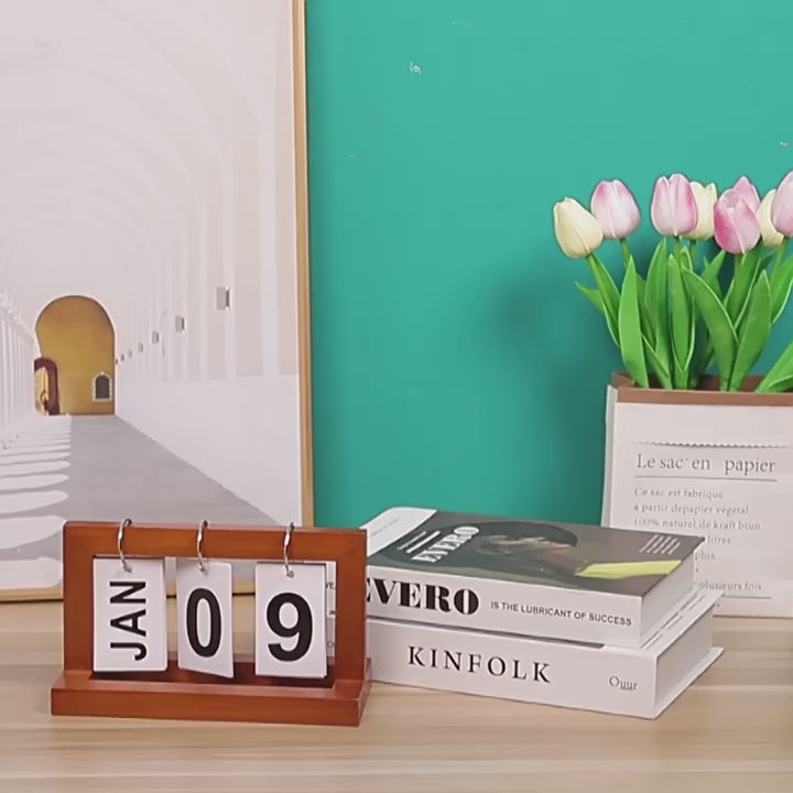 Wooden Perpetual Calendar Stand