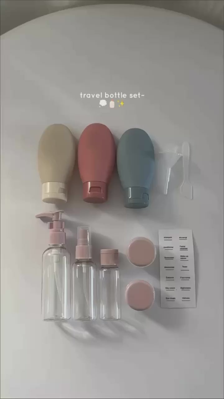 11 Pcs Travel Silicone Bottle Set | Leakproof Refillable Travel Containers