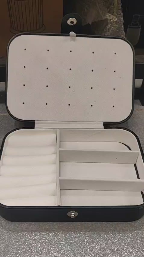 Premium Portable Leather Travel Jewelry Box Organizer