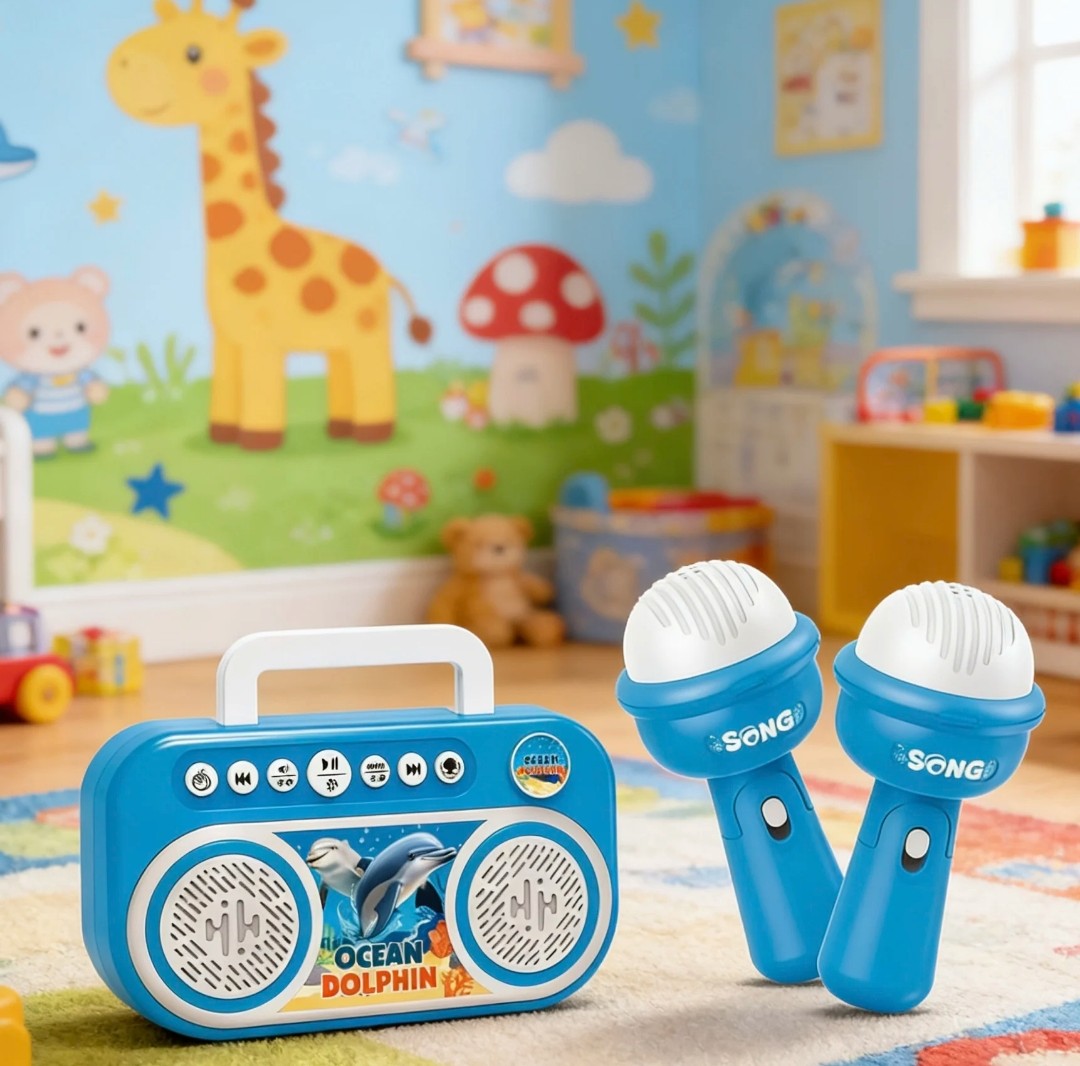 Kids Bluetooth Karaoke Machine with 2 Wireless Microphones – Portable Speaker, Music Player & Singing Toy for Boys and Girls