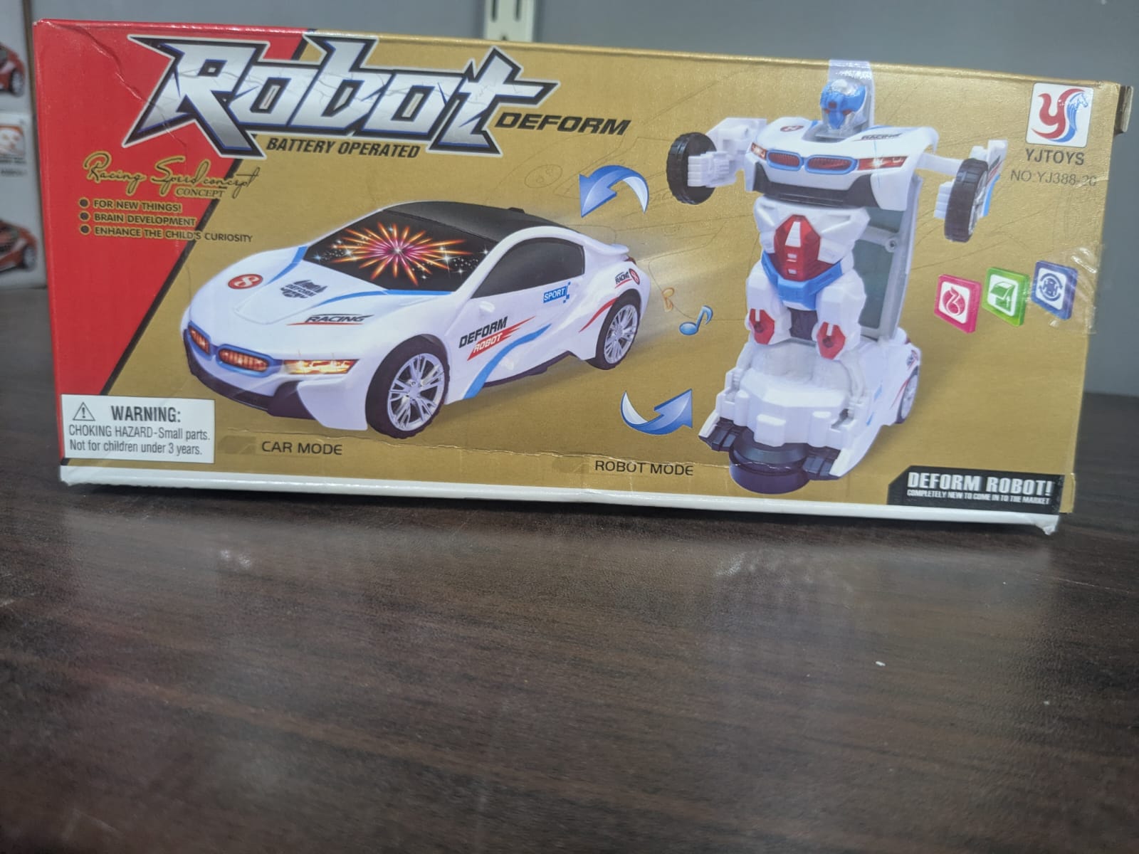 2-in-1 Transforming Robot Car Toy with Lights & Music – Battery Operated Auto Deformation Racing Car for Kids