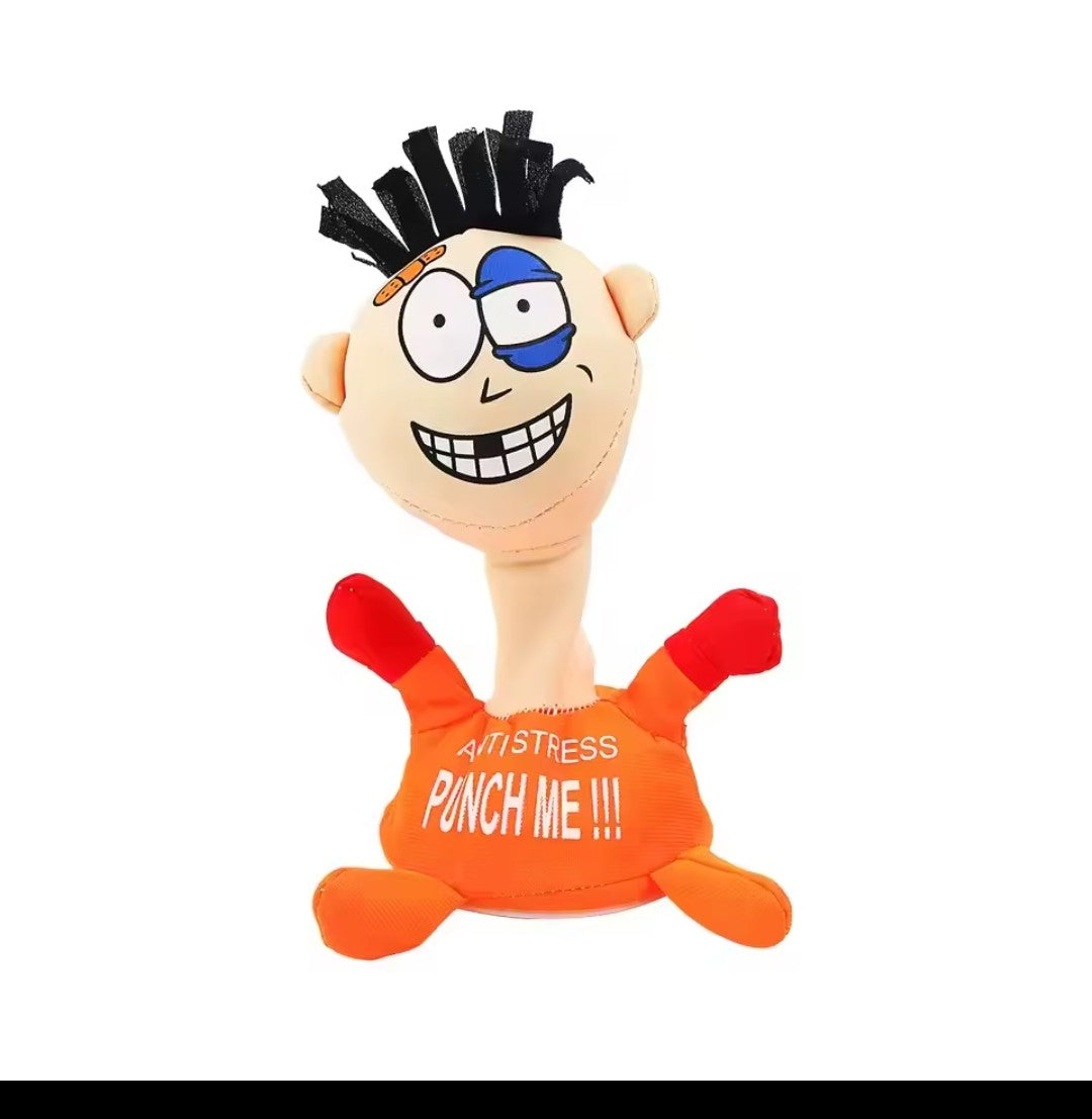 Funny Anti-Stress Punch Me Plush Toy Screaming Stress Relief Doll, Soft Squeeze Punching Toy, Novelty Desk Gift for Adults & Kids