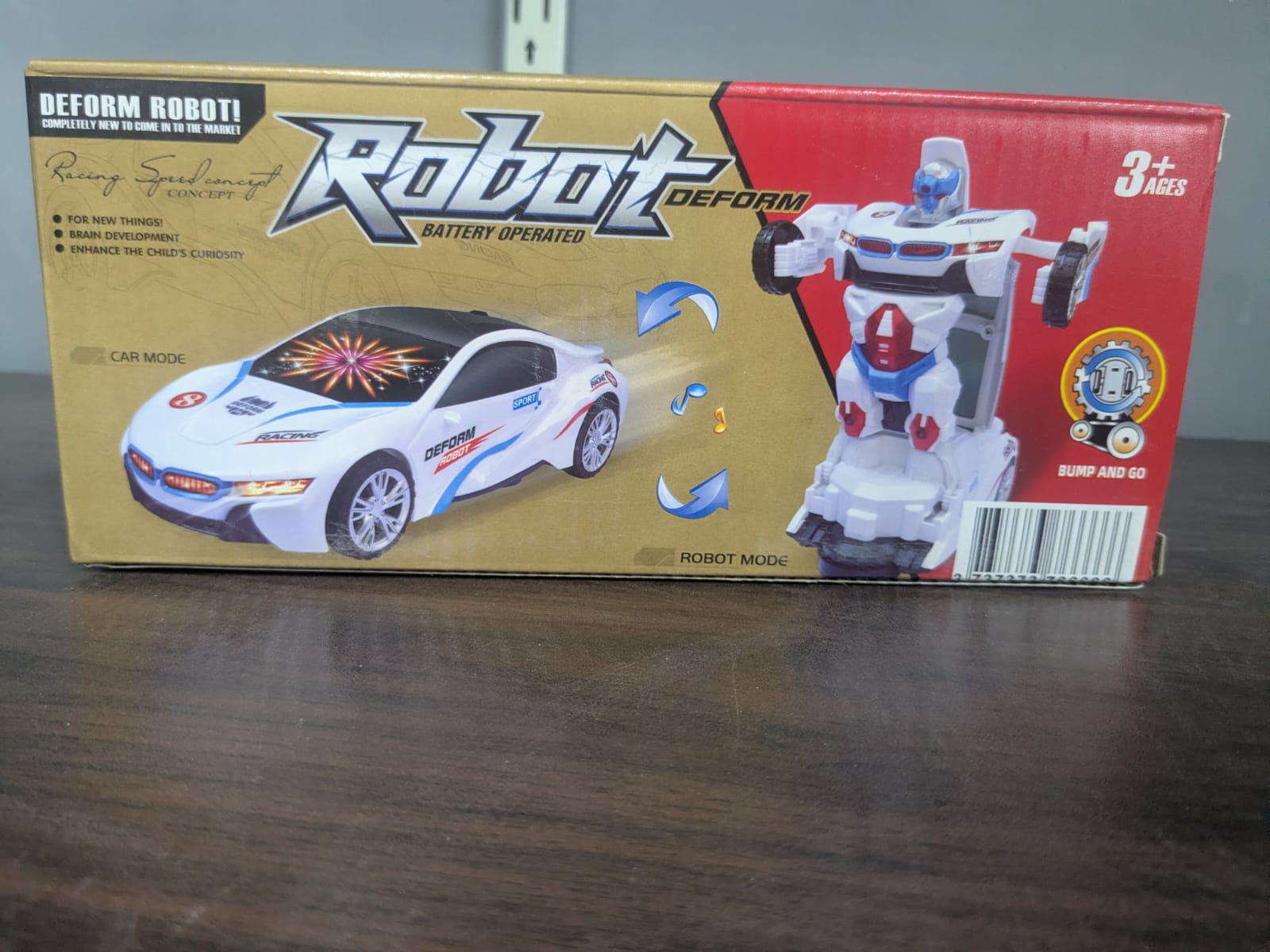 2-in-1 Transforming Robot Car Toy with Lights & Music – Battery Operated Auto Deformation Racing Car for Kids