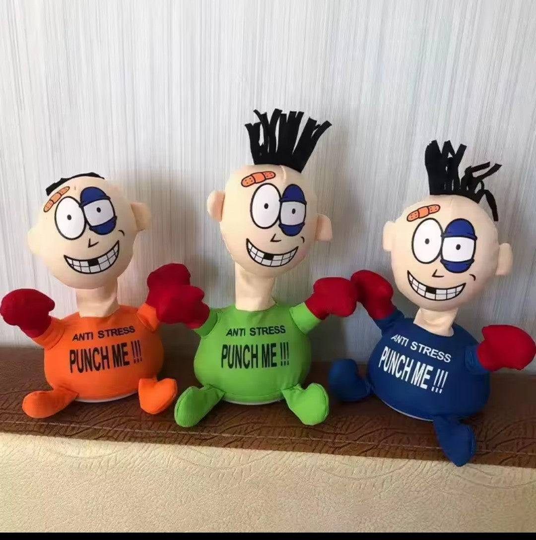 Funny Anti-Stress Punch Me Plush Toy Screaming Stress Relief Doll, Soft Squeeze Punching Toy, Novelty Desk Gift for Adults & Kids